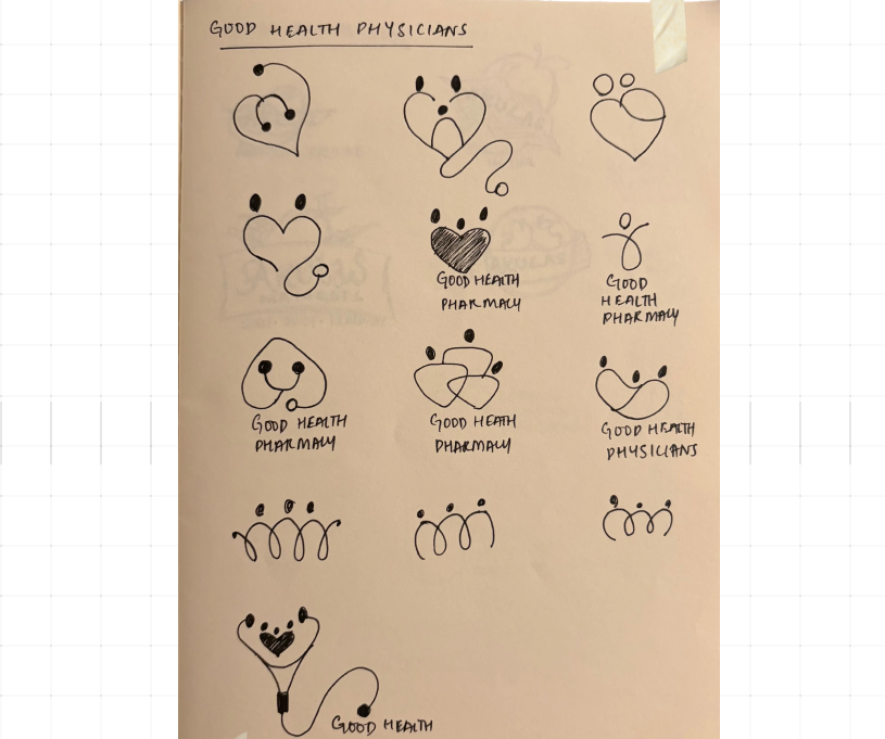 Good Health Physicians sketchbook exploration page